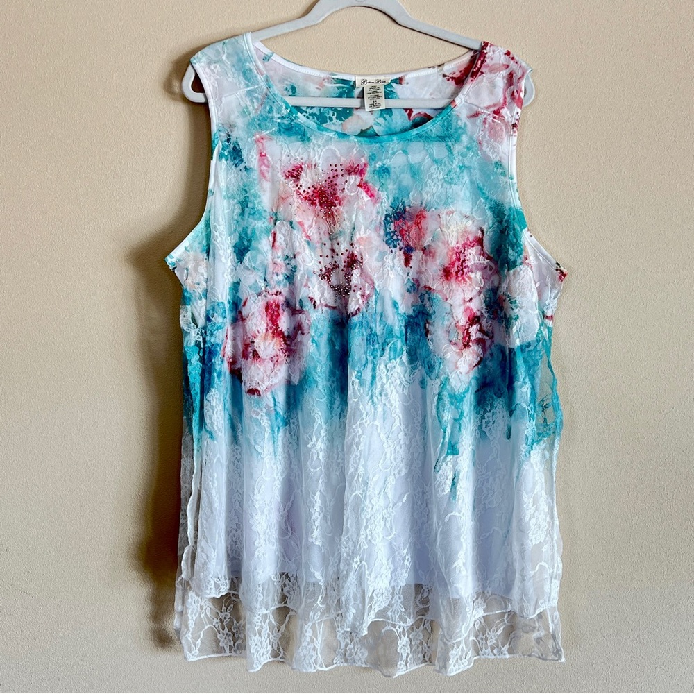 Brittany Black Womens 2X Sleeveless Blouse